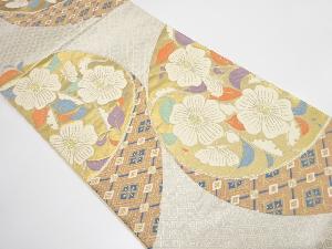 花に古典柄織り出し　袋帯